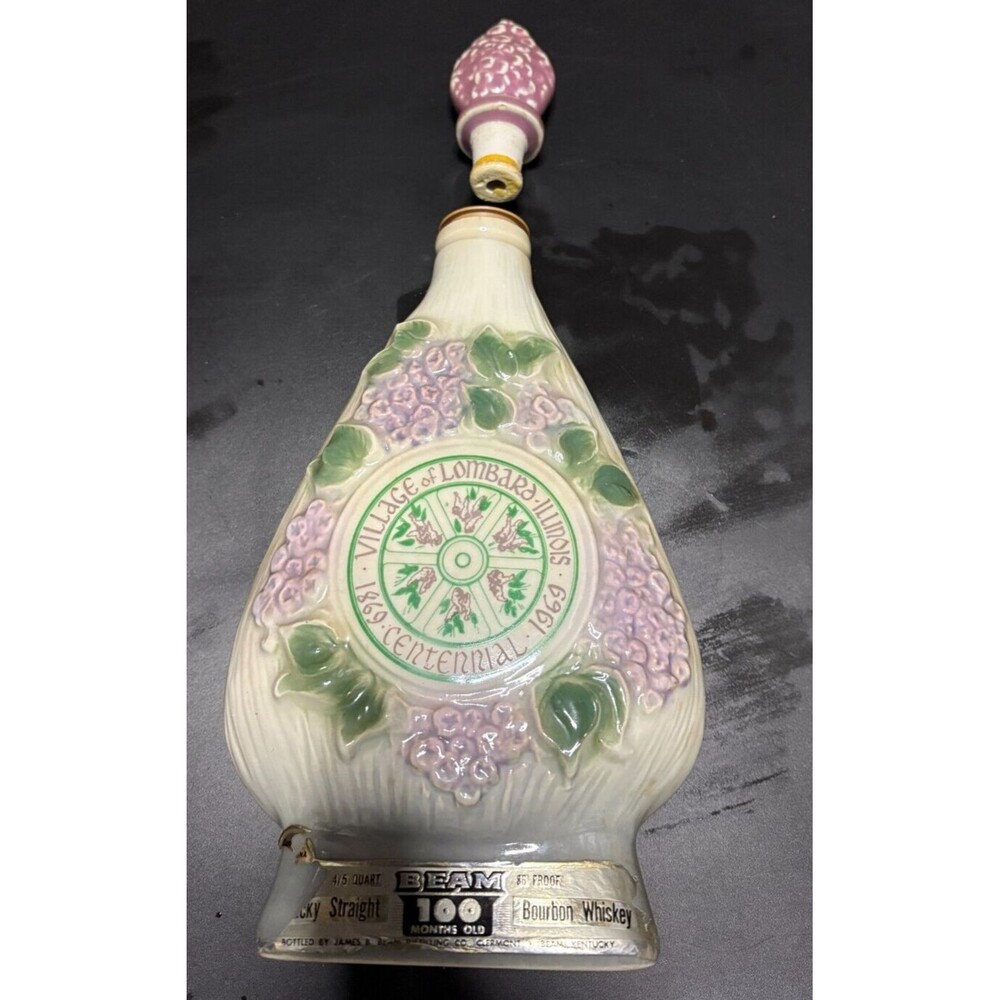 Jim Beam 1969 Lombard Illinois Centennial "Lilac Village" Decanter Bottle